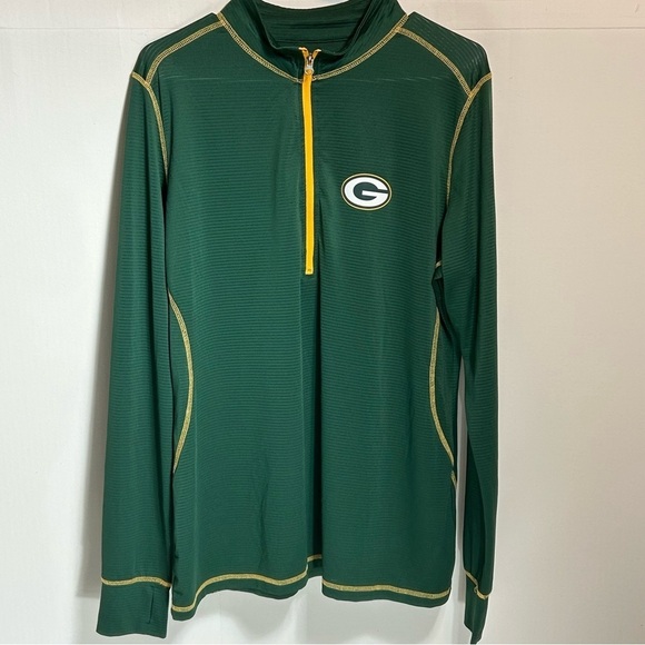 NFL Tops - NFL Green Bay Packers Green and Gold Long Sleeve 1/4 Zip Lightweight Pullover